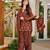 Maroon digital printed cambric cotton readymade suit with dupatta