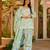 Turquoise digital printed cambric cotton readymade suit with dupatta