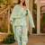 Turquoise digital printed cambric cotton readymade suit with dupatta