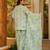 Turquoise digital printed cambric cotton readymade suit with dupatta