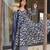 Navy blue digital printed muslin anarkali palazzo set with dupatta