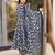 Navy blue digital printed muslin anarkali palazzo set with dupatta