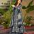Dark blue digital printed muslin anarkali palazzo set with dupatta