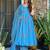 Sky blue digital printed muslin anarkali palazzo set with dupatta