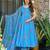 Sky blue digital printed muslin anarkali palazzo set with dupatta