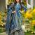 Blue digital printed muslin traditional kurta set with dupatta