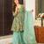 Turquoise digital printed silk blend designer sharara set with dupatta