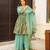 Turquoise digital printed silk blend designer sharara set with dupatta