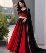 Red Black Navratri Lehenga Choli With Dupatta