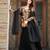 Black digital printed silk blend designer sharara set with dupatta