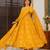 Yellow digital printed muslin anarkali palazzo set with dupatta