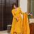 Yellow digital printed muslin anarkali palazzo set with dupatta