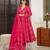 Pink digital printed muslin anarkali palazzo set with dupatta