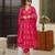 Pink digital printed muslin anarkali palazzo set with dupatta