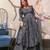 Grey digital printed muslin anarkali palazzo set with dupatta