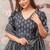 Grey digital printed muslin anarkali palazzo set with dupatta