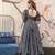 Grey digital printed muslin anarkali palazzo set with dupatta