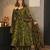 Green digital printed muslin anarkali palazzo set with dupatta