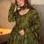 Green digital printed muslin anarkali palazzo set with dupatta