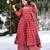 Crimson red digital printed muslin anarkali palazzo set with dupatta