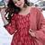 Crimson red digital printed muslin anarkali palazzo set with dupatta
