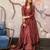 Maroon digital printed muslin anarkali palazzo set with dupatta