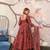 Maroon digital printed muslin anarkali palazzo set with dupatta