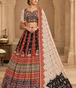 White Black Navratri Lehenga Choli With Dupatta