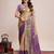 Golden zari work silk blend saree with blouse