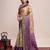 Golden zari work silk blend saree with blouse