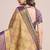 Golden zari work silk blend saree with blouse