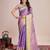 Lavender zari work silk blend saree with blouse