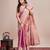 Pink zari work silk blend saree with blouse