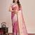 Pink zari work silk blend saree with blouse
