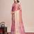 Pink zari work silk blend saree with blouse