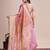 Pink zari work silk blend saree with blouse