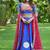 Blue&Red Cotton Readymade Navratri Lehenga Choli with Bandhej & Lace Work
