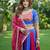 Blue&Red Cotton Readymade Navratri Lehenga Choli with Bandhej & Lace Work