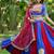 Blue&Red Cotton Readymade Navratri Lehenga Choli with Bandhej & Lace Work