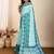 blue digital print malsin cotton blend saree with blouse