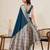 teal blue zari work satin saree with blouse