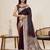 brown zari work satin saree with blouse