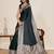 dark green work satin saree with blouse