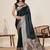 dark green work satin saree with blouse