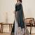 dark green work satin saree with blouse