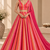 Pink Printed Georgette Lehenga Choli with Dupatta | Striped Flared Festive Party Wear