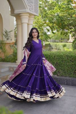 Purple rayon readymade anarkali suit with gotta patti & zari work 3