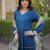 Blue rayon readymade anarkali suit with gotta patti & zari work
