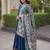 Blue rayon readymade anarkali suit with gotta patti & zari work