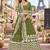 Green net semi stitched lehenga choli with sequence & thread work